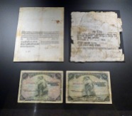 Banknote from 1761 (top left) Banknote from 1832 (top right) Banknotes from 1906 (bottom)