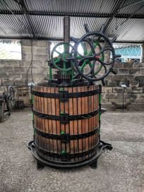 An antique wine press at Bodegas Gonzalez-Byass