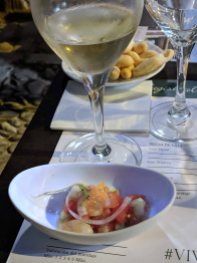 A lovely Ceviche with a glass of sherry