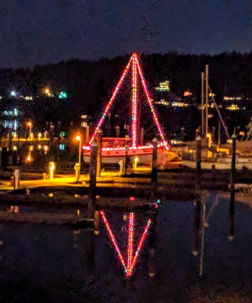 Boat decorated for Christmas